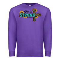 Purple She Is Strong Western Cross Premium Sweatshirt - RanaPortraitStore