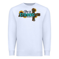 White She Is Strong Western Cross Premium Sweatshirt - RanaPortraitStore