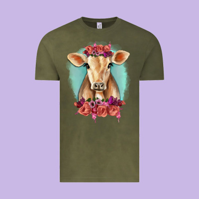 Floral Cow Vintage Tee Designed By Ranaportraitstore