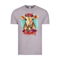 Vintage Zinc Floral Cow Vintage Tee - RanaPortraitStore