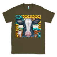 Army Green Cows Gemstone Sunflowers Tumbler Classic Tee - CowCowDesign