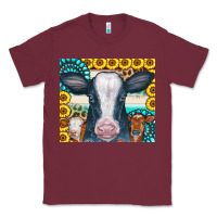 Burgundy Cows Gemstone Sunflowers Tumbler Classic Tee - CowCowDesign