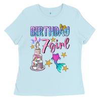 Baby Blue birthday girl 7 Ladies Tee - BundleAndBundleShop