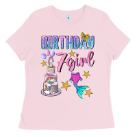 Bubblegum Pink birthday girl 7 Ladies Tee - BundleAndBundleShop