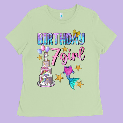 Birthday Girl 7 Ladies Tee Designed By Bundleandbundleshop