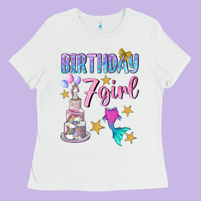 Birthday Girl 7 Ladies Tee Designed By Bundleandbundleshop