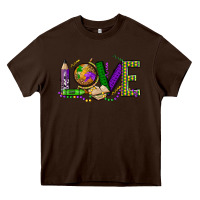 Chocolate Brown love teacher mardi gras Heavy Core Tee - OliviaCreatesArt