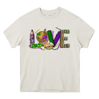 Cream love teacher mardi gras Heavy Core Tee - OliviaCreatesArt