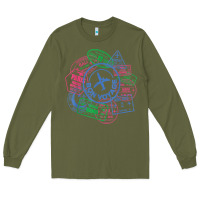 Army Green bon voyage travel stamp t shirt Long Sleeve Tee - linhVisuals