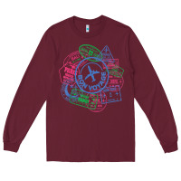 Burgundy bon voyage travel stamp t shirt Long Sleeve Tee - linhVisuals