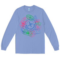 Colony Blue bon voyage travel stamp t shirt Long Sleeve Tee - linhVisuals