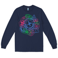 Navy bon voyage travel stamp t shirt Long Sleeve Tee - linhVisuals