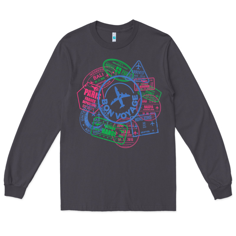 Bon Voyage Travel Stamp T Shirt Long Sleeve Tee by linhVisuals | Teevron