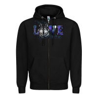 Black For The Love Of The Wolves Zipper Hoodie - RanaPortraitStore