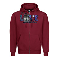Burgundy For The Love Of The Wolves Zipper Hoodie - RanaPortraitStore