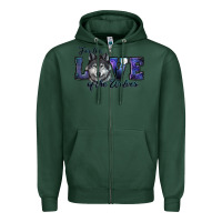 Sports Green For The Love Of The Wolves Zipper Hoodie - RanaPortraitStore
