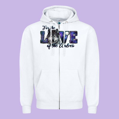 For The Love Of The Wolves Zipper Hoodie Designed By Ranaportraitstore