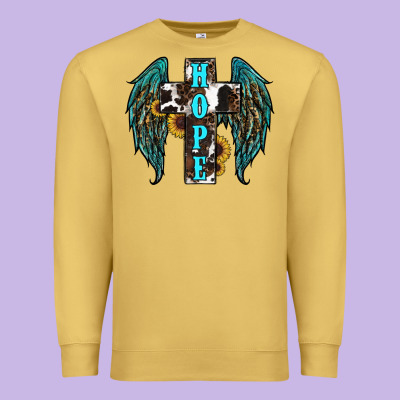 Western Wings Cross Hope Premium Sweatshirt Designed By Ranaportraitstore