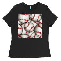 Black baseball seamless pattern Ladies Tee - BundleAndBundleShop