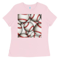 Bubblegum Pink baseball seamless pattern Ladies Tee - BundleAndBundleShop