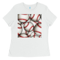 White baseball seamless pattern Ladies Tee - BundleAndBundleShop