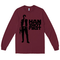 Burgundy han shot first Long Sleeve Tee - linhVisuals