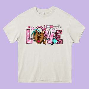 Love Valentines Day Nurse Heavy Core Tee Designed By Oliviacreatesart