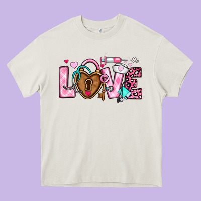 Love Valentines Day Nurse Heavy Core Tee Designed By Oliviacreatesart