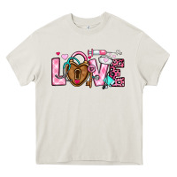 Cream love valentines day nurse Heavy Core Tee - OliviaCreatesArt