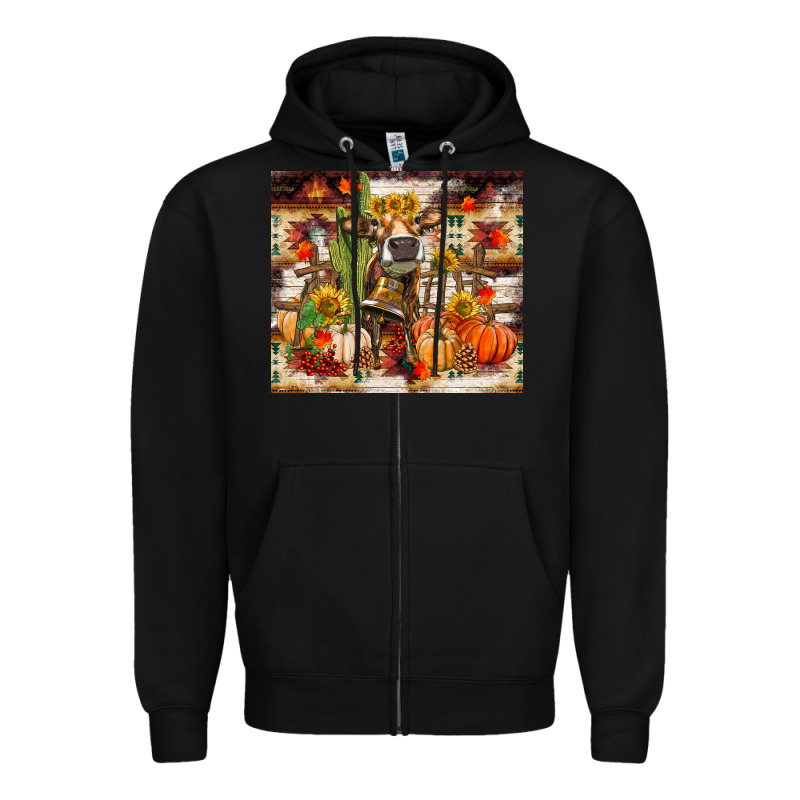 Fall Heifer Cow Zipper Hoodie by RanaPortraitStore | Teevron