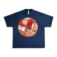 Navy african fabric pattern round earrings 2 Urban Heavy Tee - BundleAndBundleShop