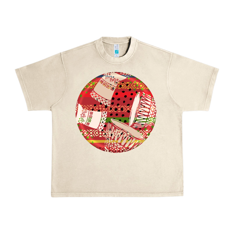 African Fabric Pattern Round Earrings 2 Urban Heavy Tee by BundleAndBundleShop | Teevron