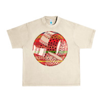 Sandshell african fabric pattern round earrings 2 Urban Heavy Tee - BundleAndBundleShop