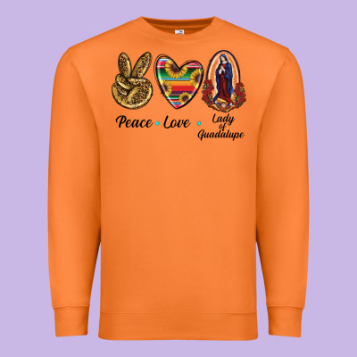 Peace Love Lady Of Guadalupe Premium Sweatshirt Designed By Ranaportraitstore