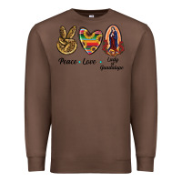 Chestnut Peace Love Lady Of Guadalupe Premium Sweatshirt - RanaPortraitStore