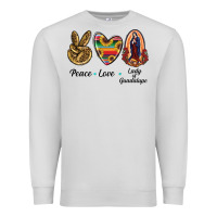 Dove Grey Peace Love Lady Of Guadalupe Premium Sweatshirt - RanaPortraitStore