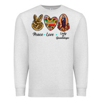 Oatmeal Heather Peace Love Lady Of Guadalupe Premium Sweatshirt - RanaPortraitStore