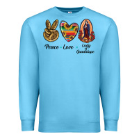 Ocean Blue Peace Love Lady Of Guadalupe Premium Sweatshirt - RanaPortraitStore