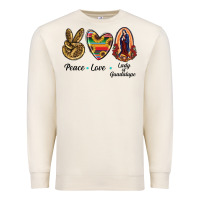 Sandshell Peace Love Lady Of Guadalupe Premium Sweatshirt - RanaPortraitStore