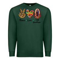 Sports Green Peace Love Lady Of Guadalupe Premium Sweatshirt - RanaPortraitStore
