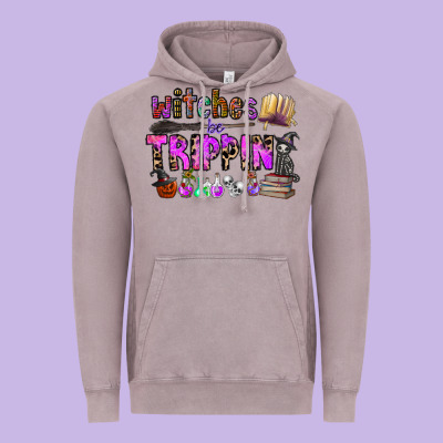 Witches Be Trippin Vintage Hoodie Designed By Cowhidedigitalart