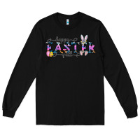 Black Happy Easter Y'all Long Sleeve Tee - CowhideDigitalArt