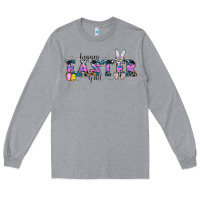 Heather Grey Happy Easter Y'all Long Sleeve Tee - CowhideDigitalArt