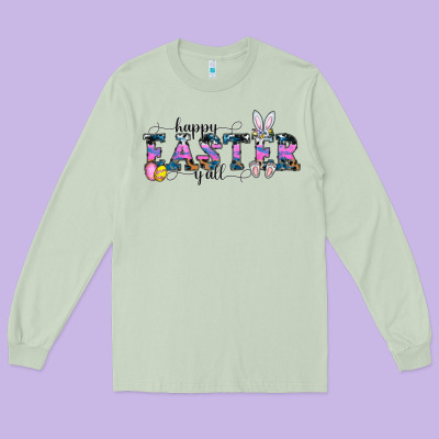 Happy Easter Y'all Long Sleeve Tee Designed By Cowhidedigitalart
