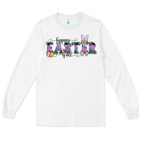 White Happy Easter Y'all Long Sleeve Tee - CowhideDigitalArt