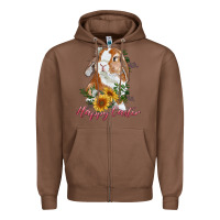 Chestnut Happy easter with bunny and sunflowers Zipper Hoodie - RanaPortraitStore