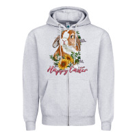 Heather Grey Happy easter with bunny and sunflowers Zipper Hoodie - RanaPortraitStore