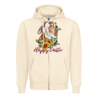 Sandshell Happy easter with bunny and sunflowers Zipper Hoodie - RanaPortraitStore