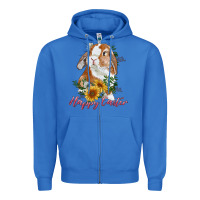 True Royal Happy easter with bunny and sunflowers Zipper Hoodie - RanaPortraitStore