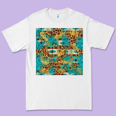 Western Aztec Leopard Glitter Seamless Pattern Premium Tee Designed By Fadigitalartstudio
